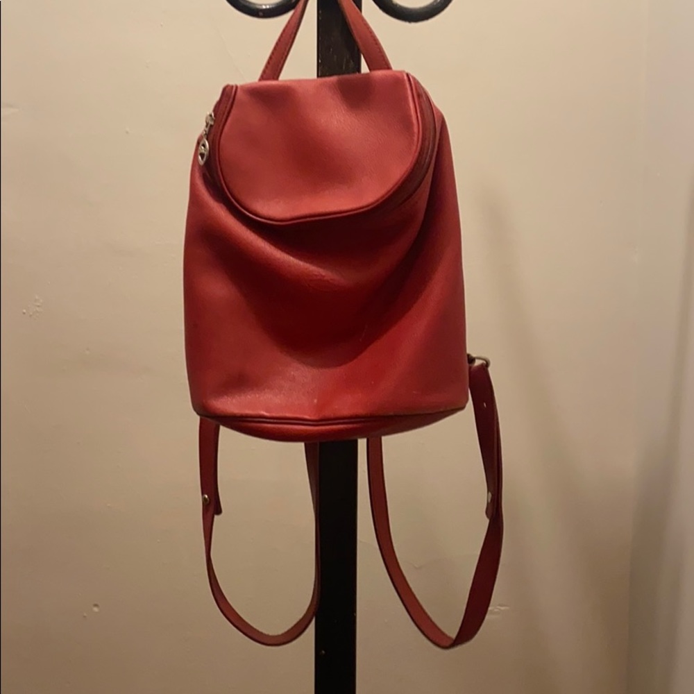 Vintage Longchamp mini backpack bag red